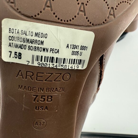 Arezzo Womens Brown Leather Ankle Boots With Block Heel Size 7.5B Made In Brazil - Picture 4 of 13